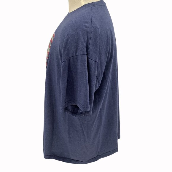 Chevrolet Vintage American Flag Graphic T-Shirt Navy Blue Soft Cotton Blend 2XL - Picture 2 of 5